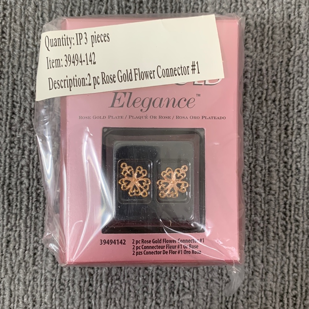 Set of 3 Cousin Rose Gold Elegance 2 piece Flower Connector #1 Rose Gold Plate
